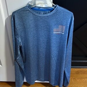 Vineyard Vines Men's Heather Blue Long Sleeve Tee